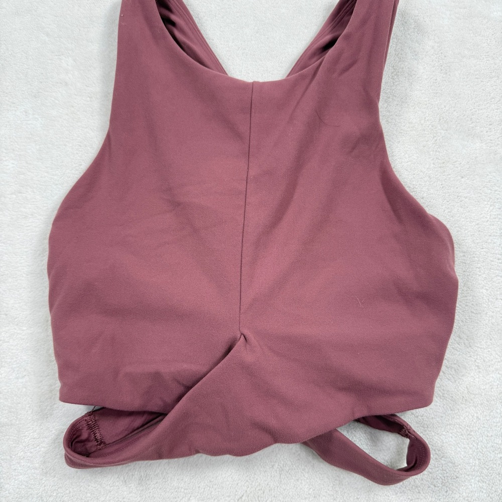 Athleta Womens High Neck‎ Wrap Front Cutout Back Sports Bra Mauve Plum Size XS